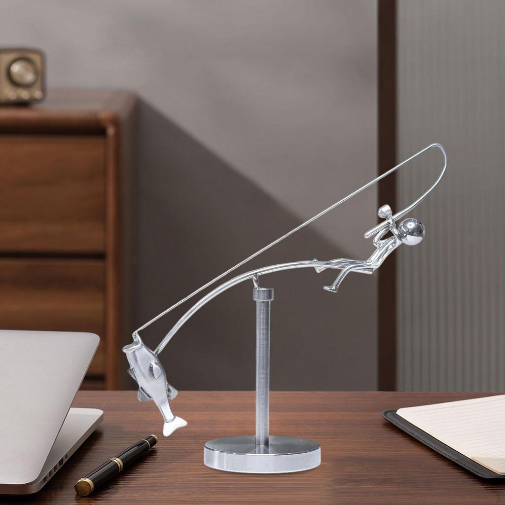 Балансирующая скульптура рыбака Подвижные настольные аксессуары Ручная работа Декоративное настольное украшение для