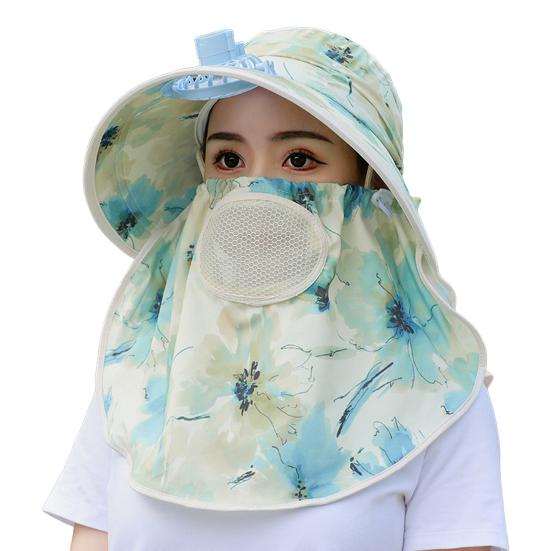 Шляпа от солнца унисекс с лицевой передней крышкой Защита лица и шеи USB-регулировка трех передач Электрический вентилятор Полая сетка Анти-УФ Складной солнцезащитный крем Дышащий