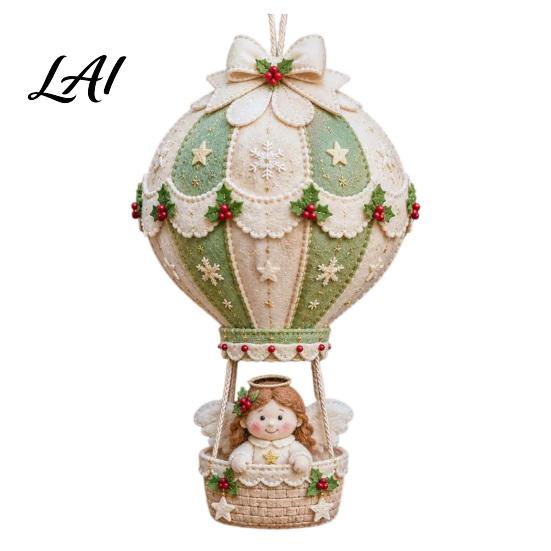 Holiday Handmade Gift Sets DIY Christmas Hot Air Balloon Hanging Ornament Kit 3D Fabric Craft Festive Home Decor Ornaments Project with Santa