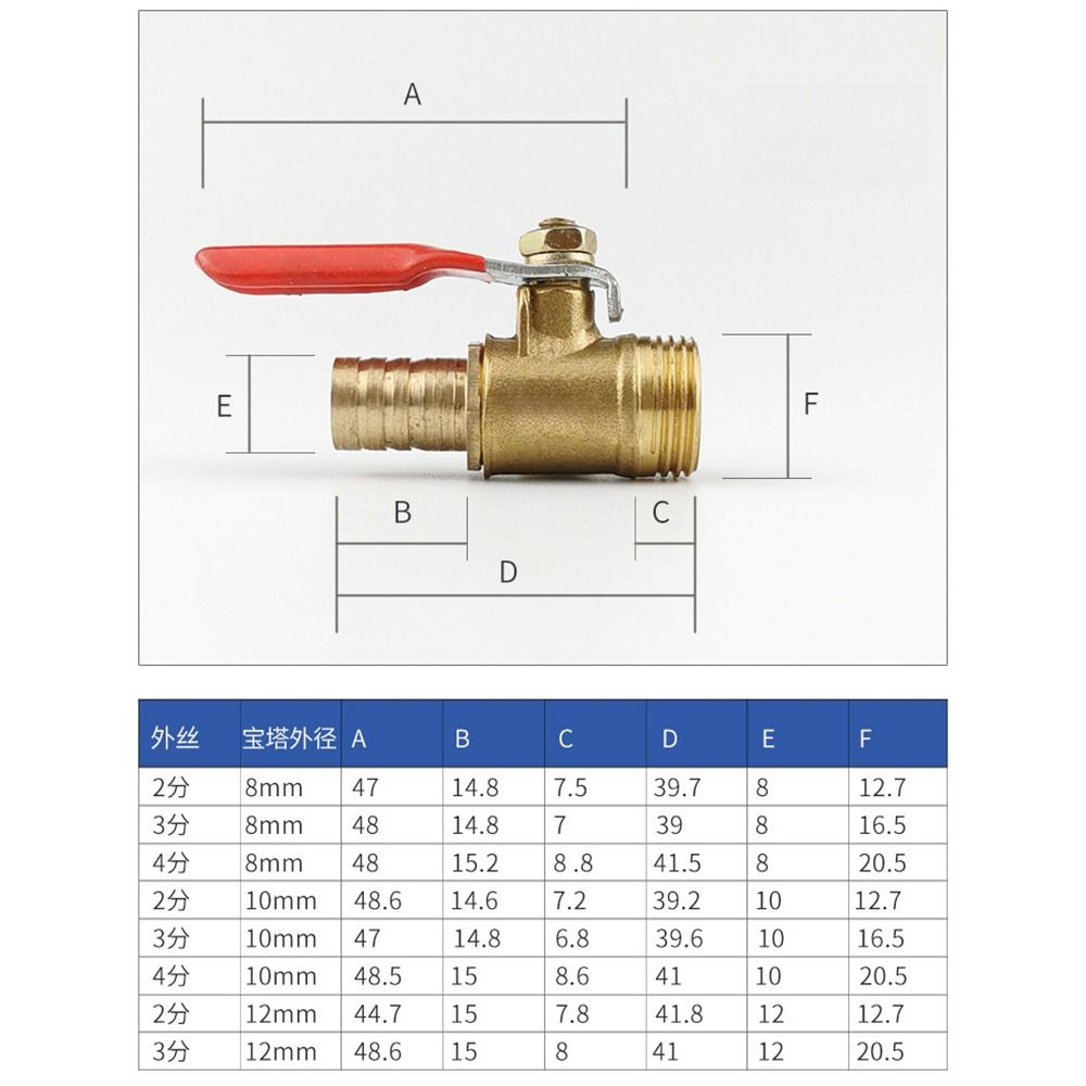 Red Handle Ball Valve Joint Controller Hose Barb Coupler Water Oil Air Gas Fuel