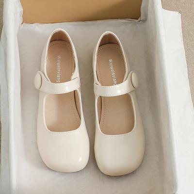 Туфли Однотонные Лаконичного Стиля Лакированная Кожа Мягкие Гибкие Весенние Балетки Повседневные 2025 Весна Осень Женские Корейский Стиль