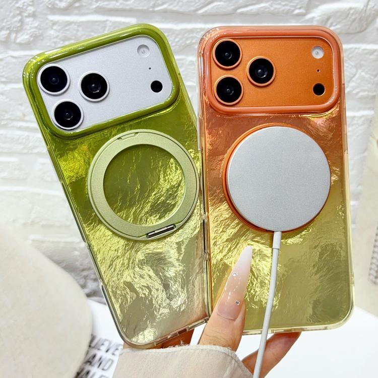 Gradient Glacier 360 Magnetic Holder Phone Case For iPhone 15 Pro Max, Acrylic TPU Cover with 360° Rotating Kickstand