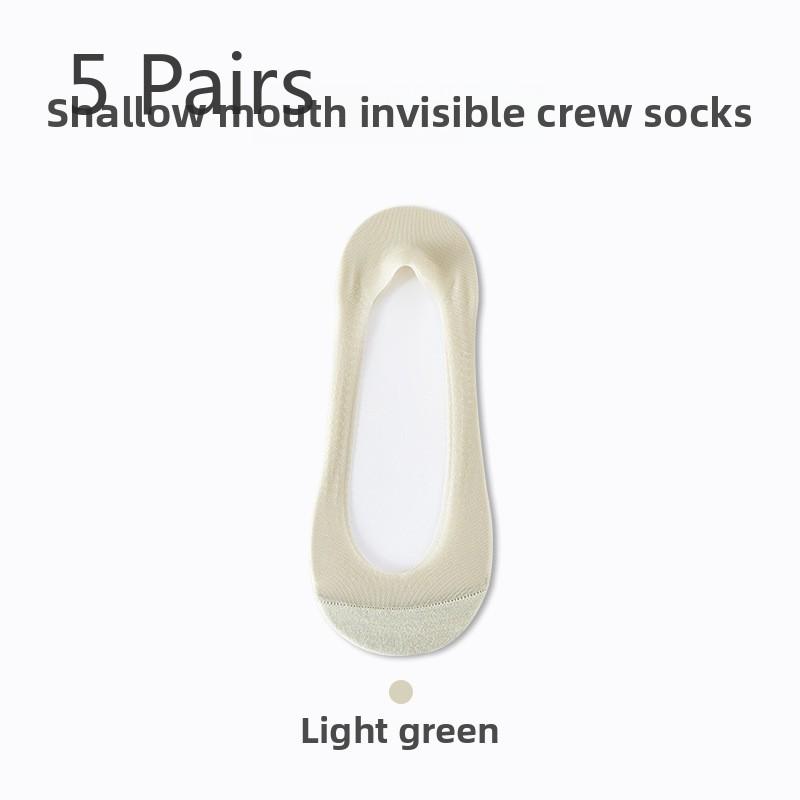 5 пар носков Ice Silk Boat Socks, женские летние тонкие носки, нескользящие, с мелким отверстием, невидимые носки
