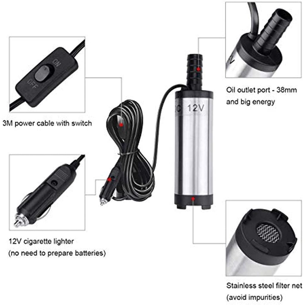 DC 12 В 38 мм масляный насос водяной насос масло дизельное топливо мазут погружной насос для перекачки топлива для автомобиля караван морская лодка