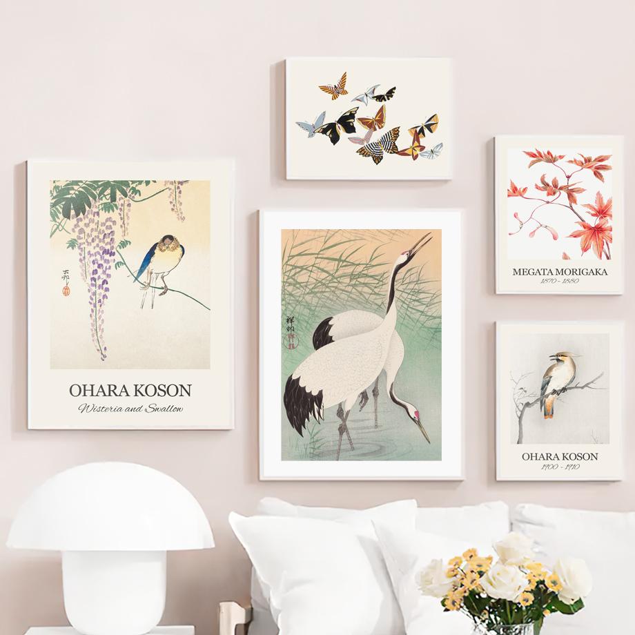 Бабочка кран крепление Фудзи кленовый лист настенная живопись на холсте плакаты на скандинавскую тему и принты настенные панно для декора гостиной