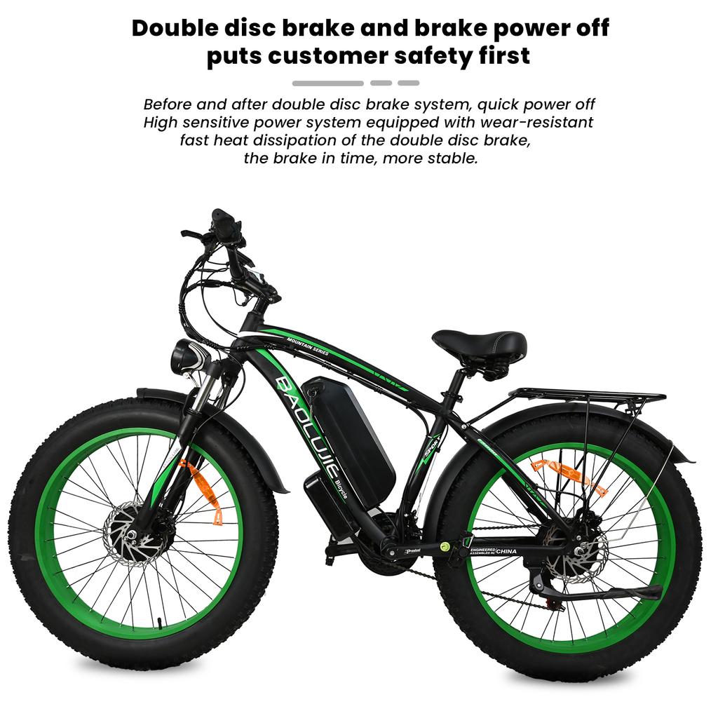 Электровелосипед Baolujie DP2602 Внедорожный Двухмоторный 26 дюймов MTB Взрослый Электрический Велосипед Батарея 48В 20Ач 35-40км/ч Электровелосипед