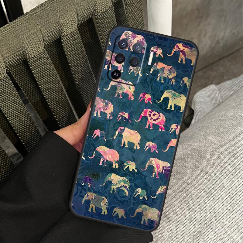 Cute Baby Elephant Case For Oppo A38 A18 A58 A78 A98 A79 A40 A60 A80 A16 A76 A96 A15 A74 A94 A54 A77 A17 Cover
