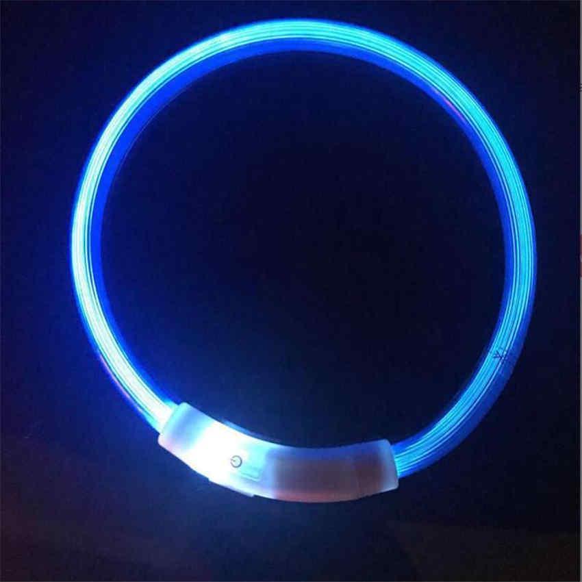 Перезаряжаемая светодиодная лампа для ошейника собаки, USB светящиеся ошейники для собак, питомцев, вспышка, светящиеся ошейники