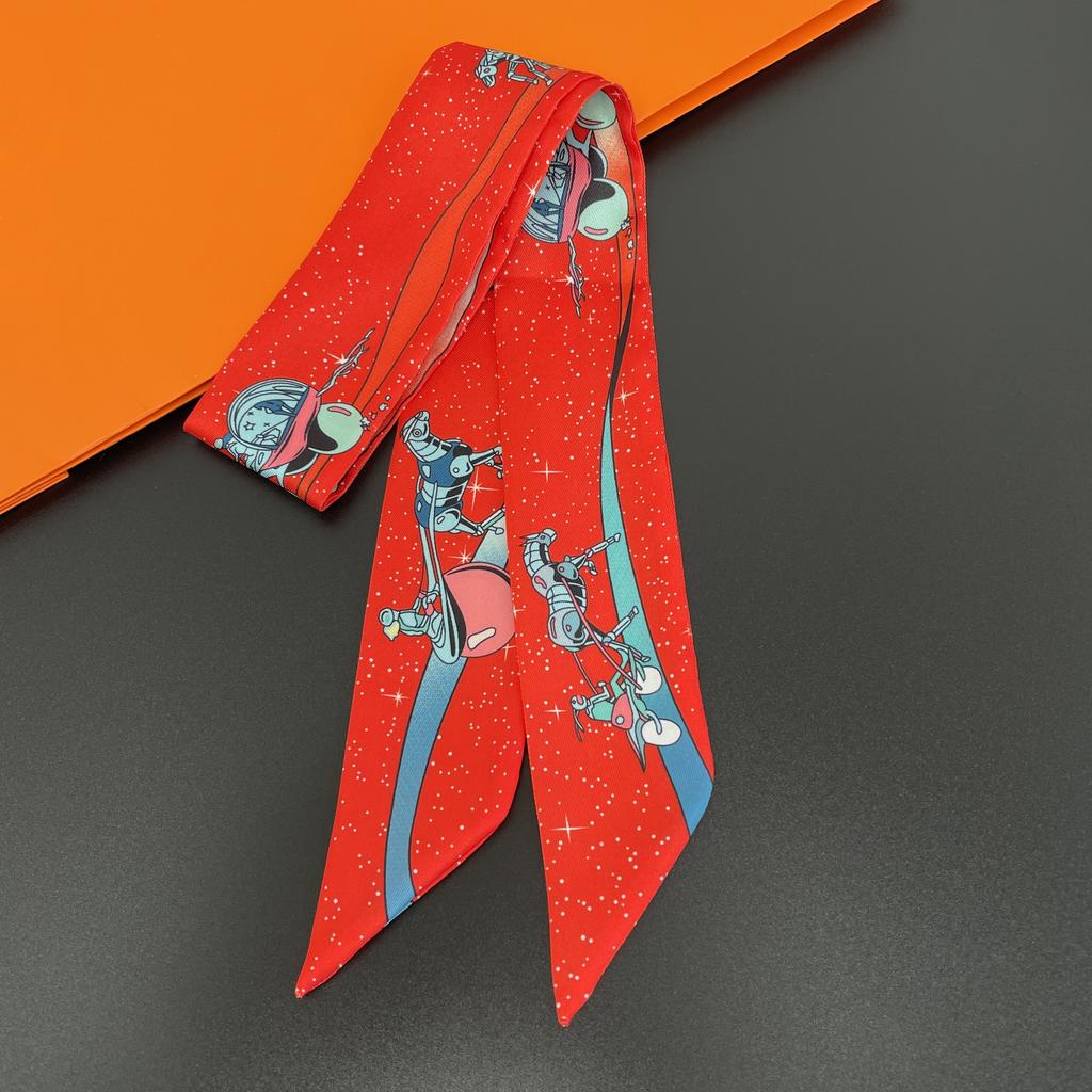 2024 Бренд Дизайн Клетчатый Шелковый Шарф Роскошный Шарф Женский Фуляр Узкая Сумка Шарфы Шейный Платок Для Женщин Модная Повязка На Голову Для Волос