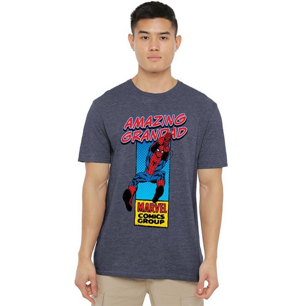 Marvel Comics Mens Amazing Grandad Spider-Man Corner Box Heather T-Shirt