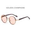 Vintage Round Sunglasses Steampunk Fashion Classic Gradient Eyewear Outdoor Punk Trendy Luxury Brand Design Metal Sun Glasses