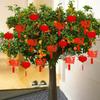 20Pcs/Pack Festival Party Decor Scene Layout Supplies Red Lanterns Mini Flocking Chinese New Year Bonsai DIY New Year Pendant