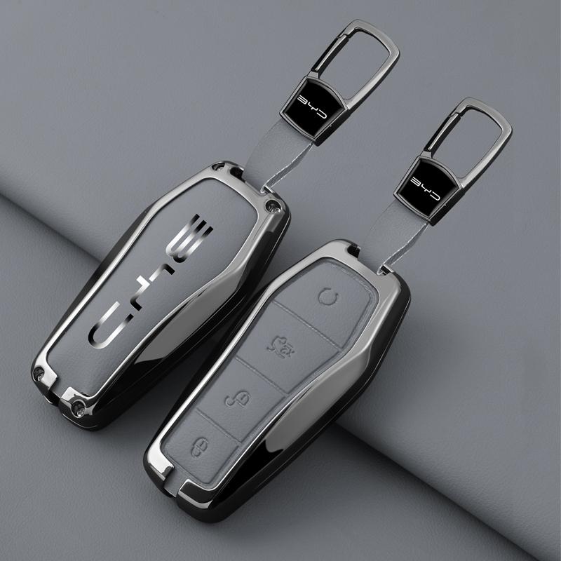 Чехол для брелока автомобиля для BYD Dolphin Lied Tang DM Atto 3 Han EV Qin PLUS Song Pro MAX Yuan, чехол для брелока автомобиля из цинкового сплава и кожи