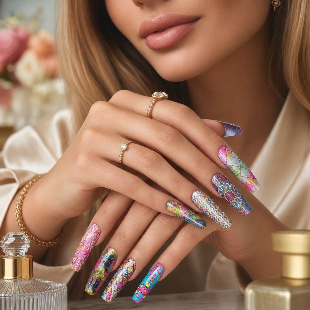 Flower Nail Stickers Stripe Pattern Nail Decals Professional Nail Foils  Manicure DIY