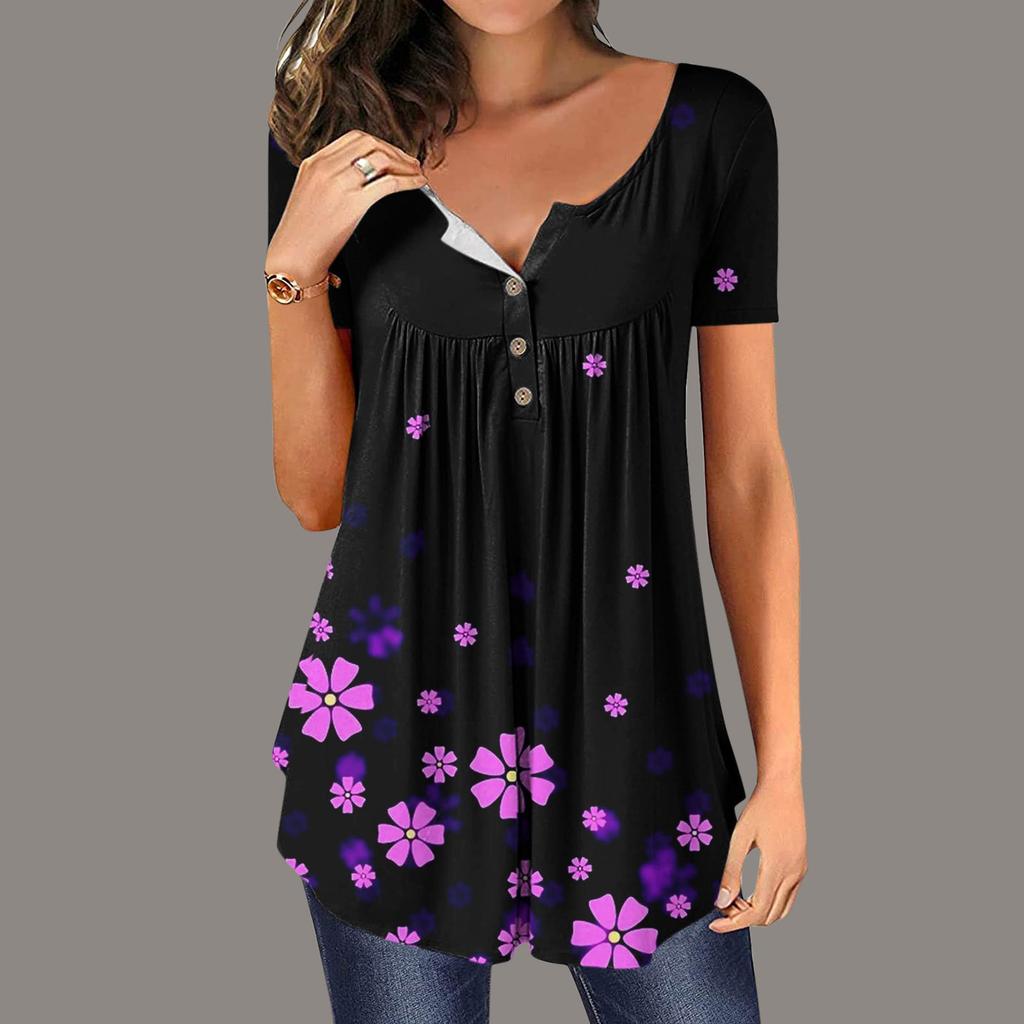 Женский летний топ с коротким рукавом и круглым вырезом, топ с цветочным принтом бабочки