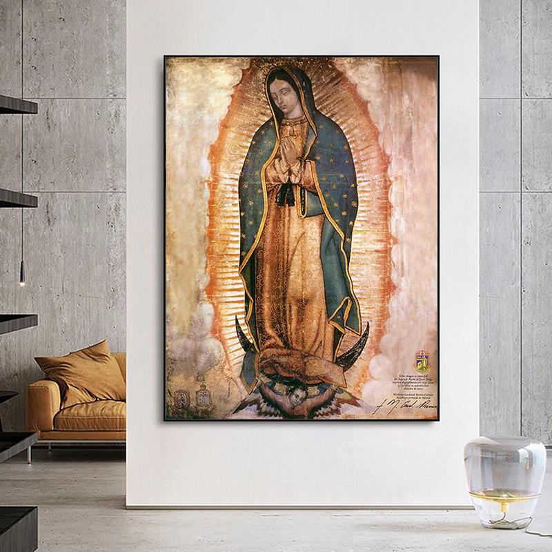 Modern Guadalupe Lady Canvas Painting Posters and Prints Quadros Wall Art Pictures for Living Room Home Decoration Cuadros