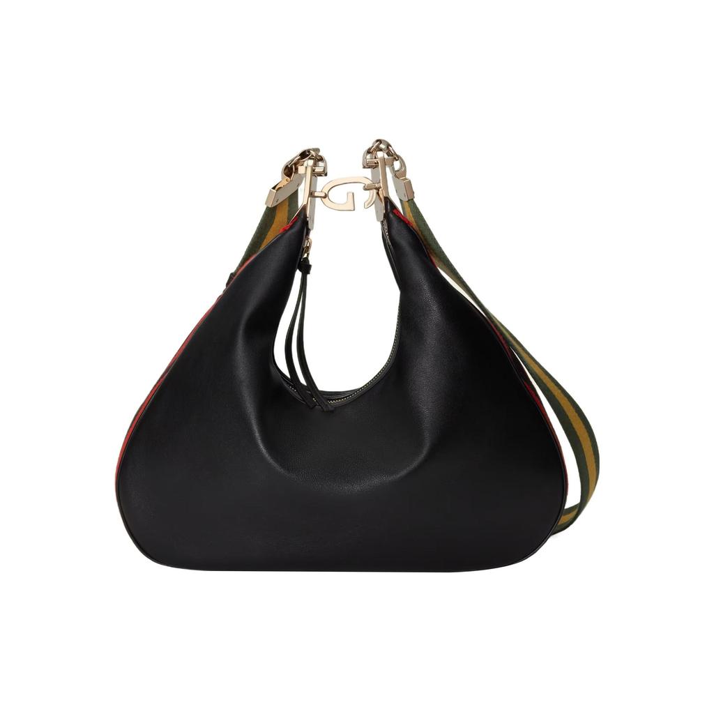 Gucci Attache Series Gold Hardware Detachable Woven Shoulder Strap Leather Crossbody Bag Large Women bags Black 702823-UXWBG-1037