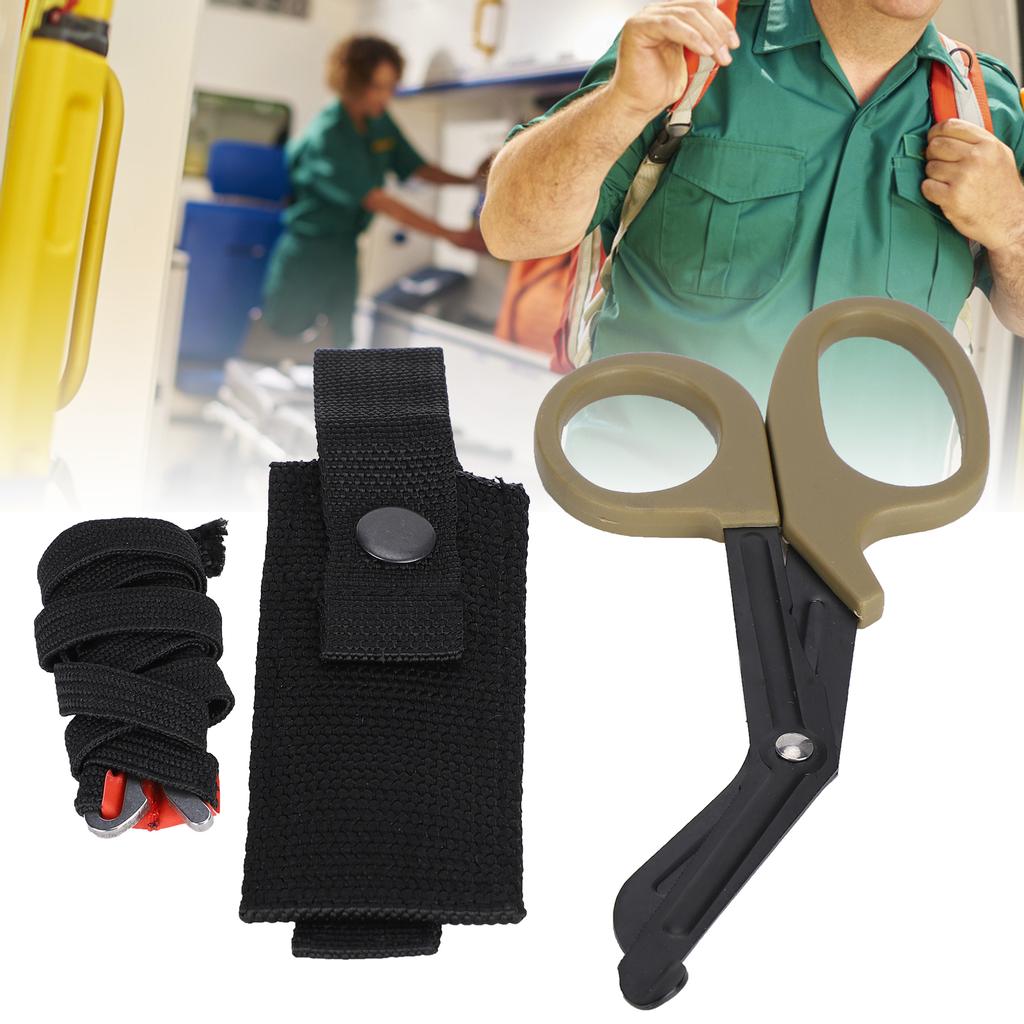 Ножницы для перевязки Ножницы для выживания в чрезвычайных ситуациях Тонкие зубья для резки Холщовая сумка Жгут