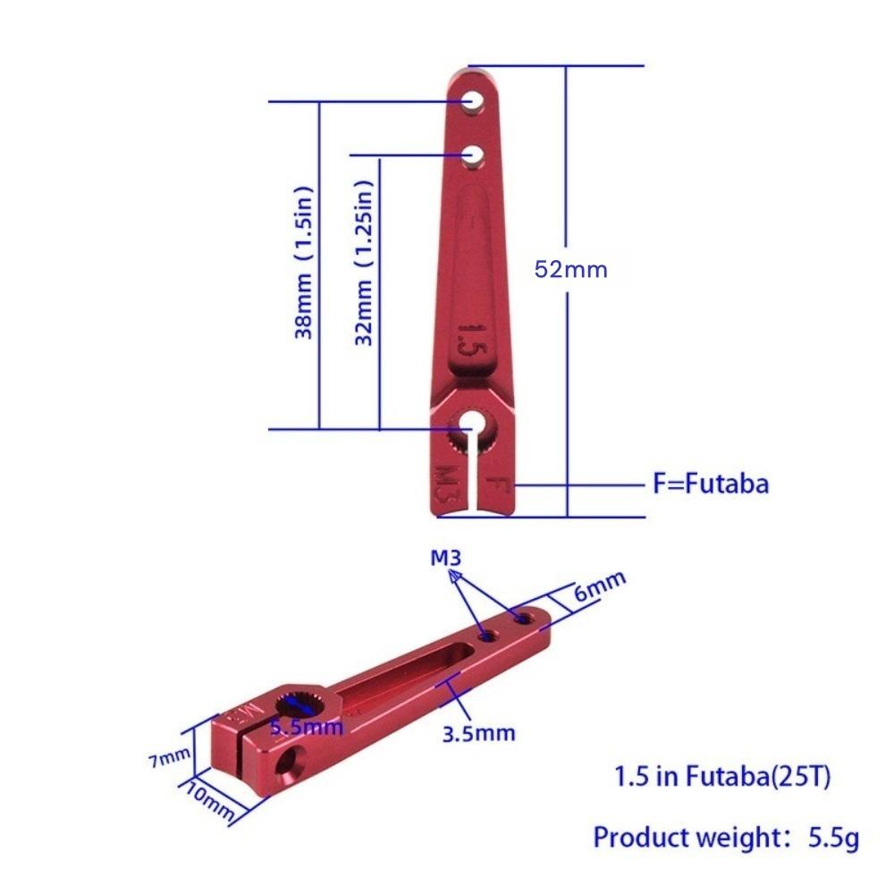 New Aluminum Alloy CNC Servo Arm 25T 1/1.25/1.5/1.75/2 Inch Steering Horn Red Durable Servo Swing Arm for RC Airplane