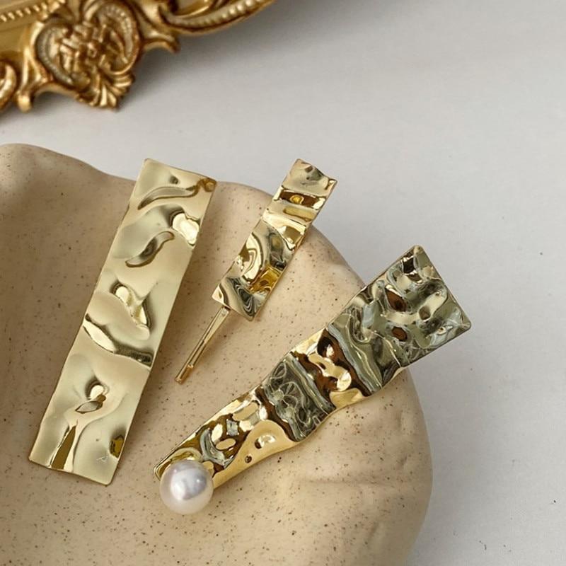 Korea Simple Metal Hairpins for Women Hollow Star Heart Shape Hair Clips Gold Color Hairgrip Hair Accessories