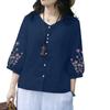 ZANZEA Women Casual Floral Print 3/4 Sleeve Loose Round Neck Blouse