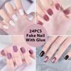 kads 24 шт. переносные накладные ногти с полным покрытием, накладные ногти с клеем, съемный французский дизайн ногтей