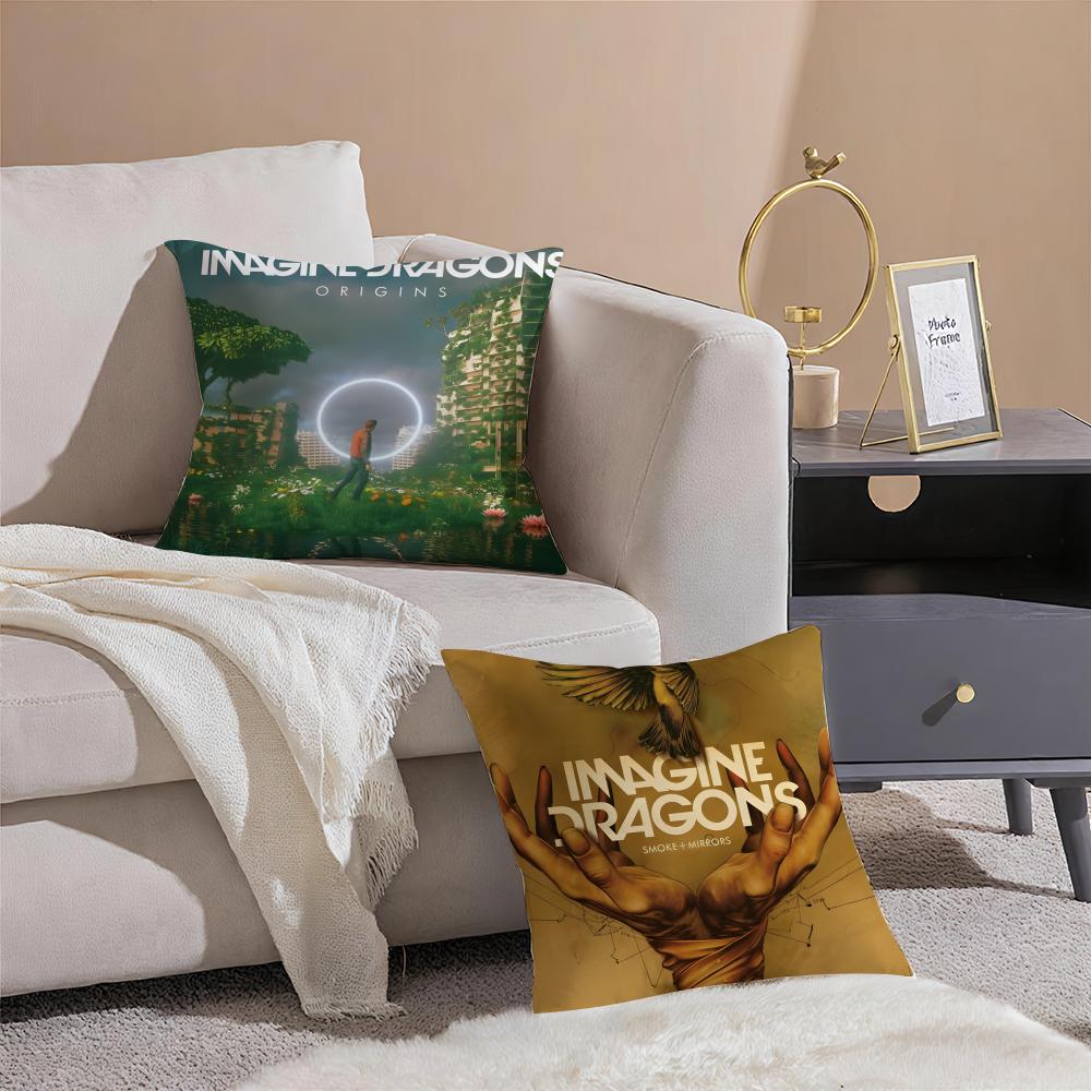 Anthemic Pop American Band IImagine Dragons Cushion Cover Pillowcase Short Plush Invisible zipper Room Sofa Cushion Cover