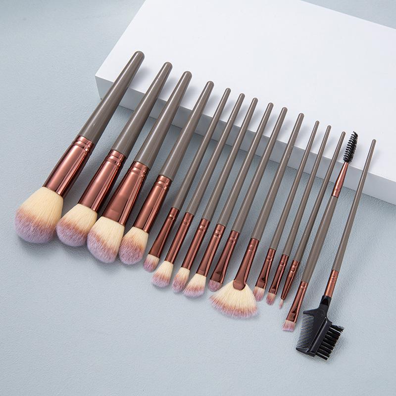 Cangzhou 15-Piece Makeup Brush Set: Loose Powder, Blush, Eye, Nose, Shadow, Soft Bristle Foundation Brushes