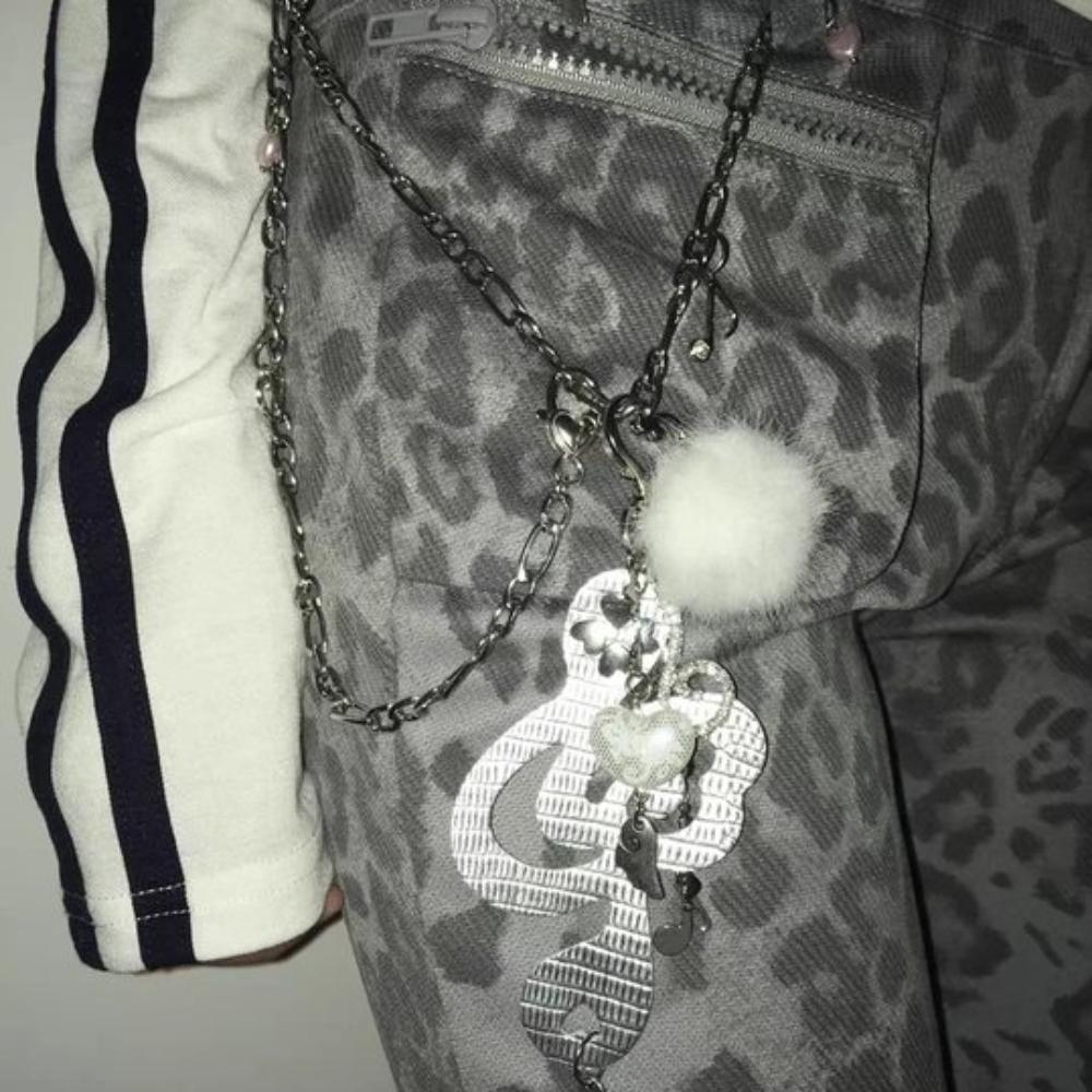 Jewelry Heart Pendant Necklace Y2K Furball Wing Chain Choker Musical Notes Necklace  Unisex