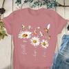 Faith Hope Love Daisy Print T Shirt Women Short Sleeve O Neck T Shirt Summer Women T Shirt Tops Camisetas Mujer