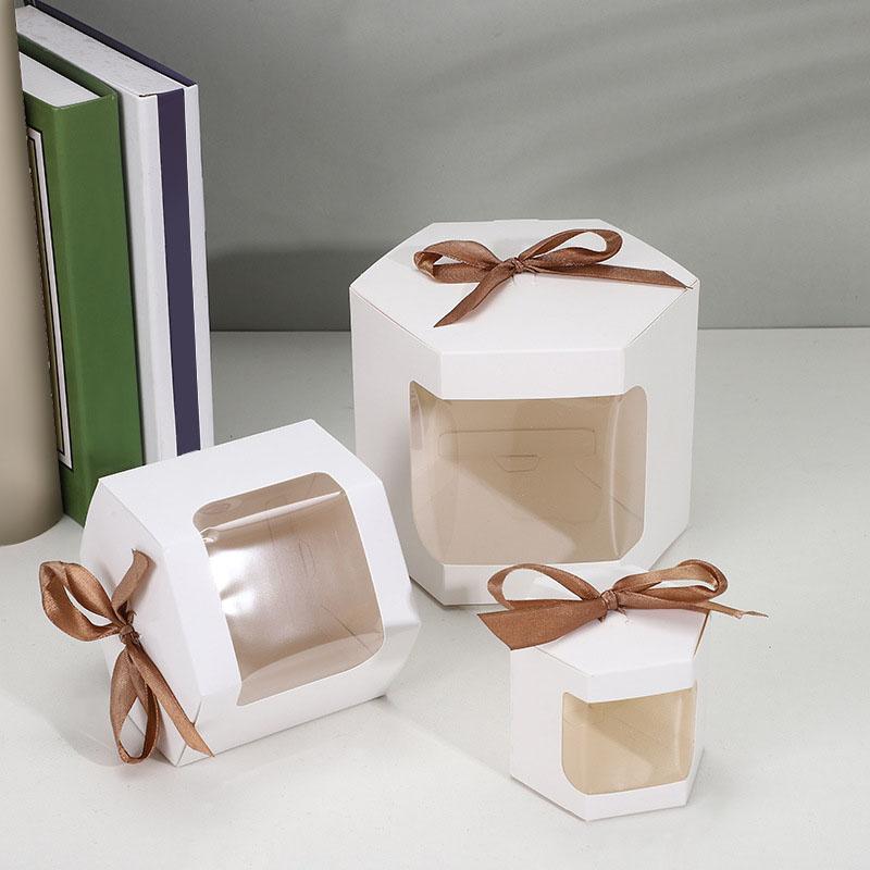 12 шт. коричневая, белая крафт-бумага, коробка для конфет, лента, прозрачное окно, подарочная упаковка, вечеринка, пользу