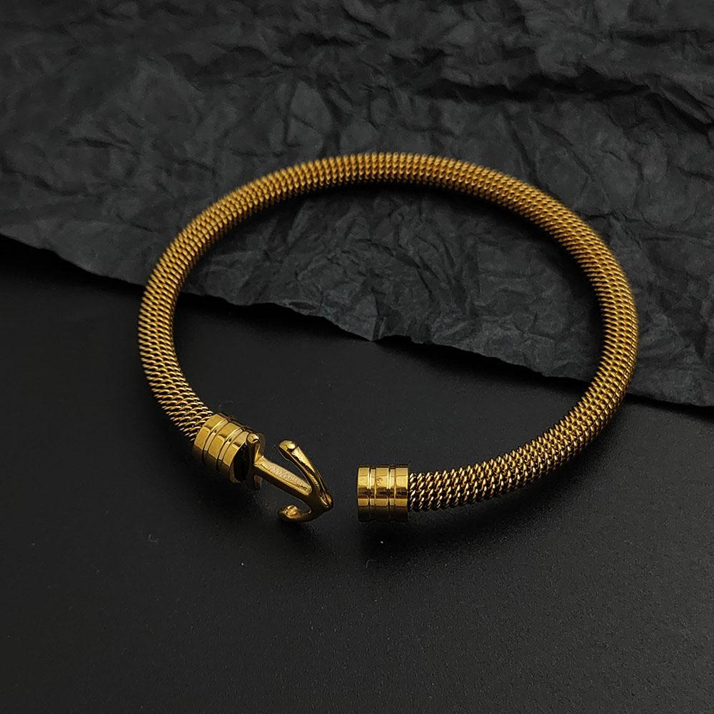 Creative Wire Mesh Anchor Gold-plated Stainless Steel Women's Bracelet, Waterproof and Rust-free, Couple Bracelet