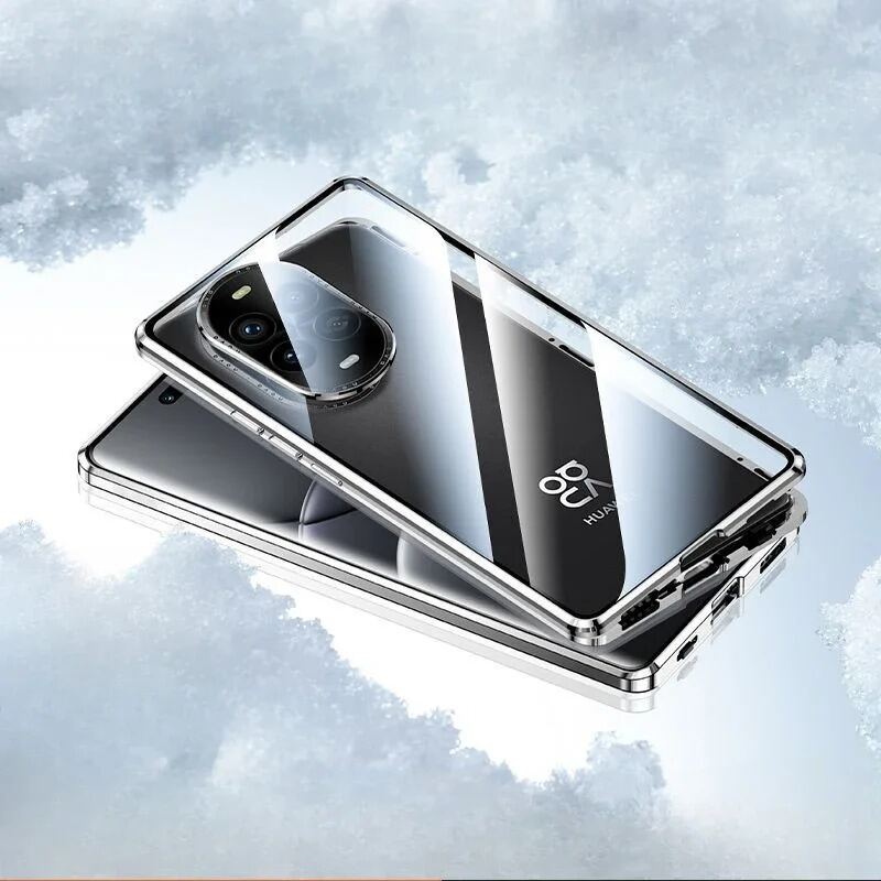 Магнитный чехол для Huawei nova15 nova 14 13 12 11 10 9 SE Pro Ultra с металлическим каркасом, двусторонняя крышка из закаленного стекла, бамперы для телефона