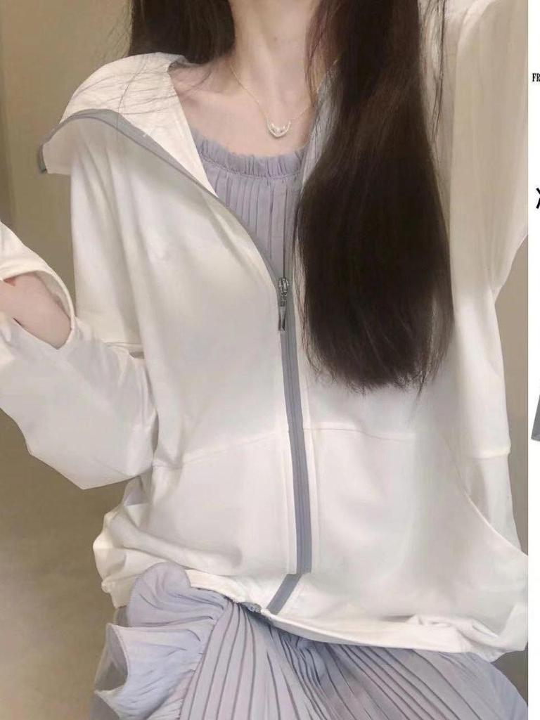 Women's Summer Ice Silk Hooded Sun Protection Jacket - Lightweight, Breathable, Loose Fit, Long Sleeve Cardigan