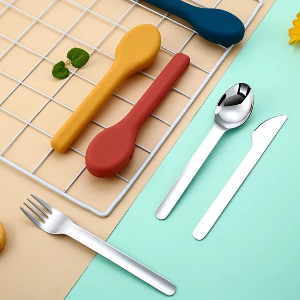 3pcs/set Rust-proof Children's Tableware Set 304 Stainless Steel Kitchen Dinnerware Set Work
