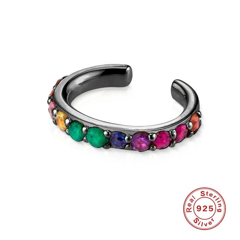 Серьги-клипсы цвета оружейного металла с ушной застежкой, легкая роскошь, полностью бриллиантовые, клипсы для ушной раковины, клипсы для козелка, серьги из стерлингового серебра S925, серьги для крутой девушки