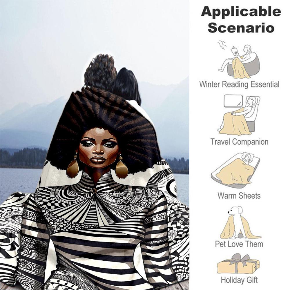 1pc African American, Pattern Outdoor Flannel Blanket Soft Warm All-Season Throw for Sofa Bed Car Camping Office, Cozy Gift Idea1223S