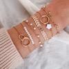 6 PCS Different Style Bracelet Leaf Gold/White Bead Charm Gold/Copper Color Chain Bracelet Women's Elegant Stackable Jewelry