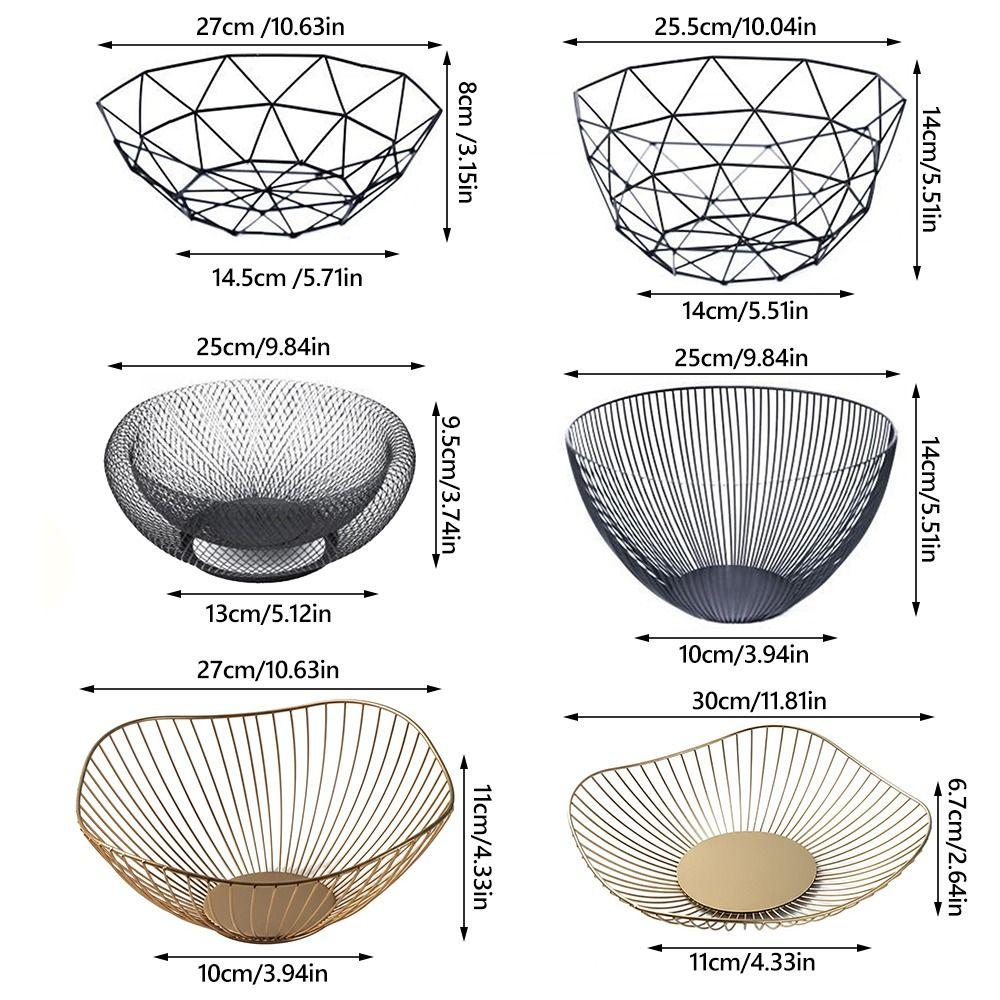 Высококачественная железная корзина для фруктов цвета черного золота разных размеров, домашнее хранение, металлическая тарелка для фруктов, миски для хранения овощей, кухня