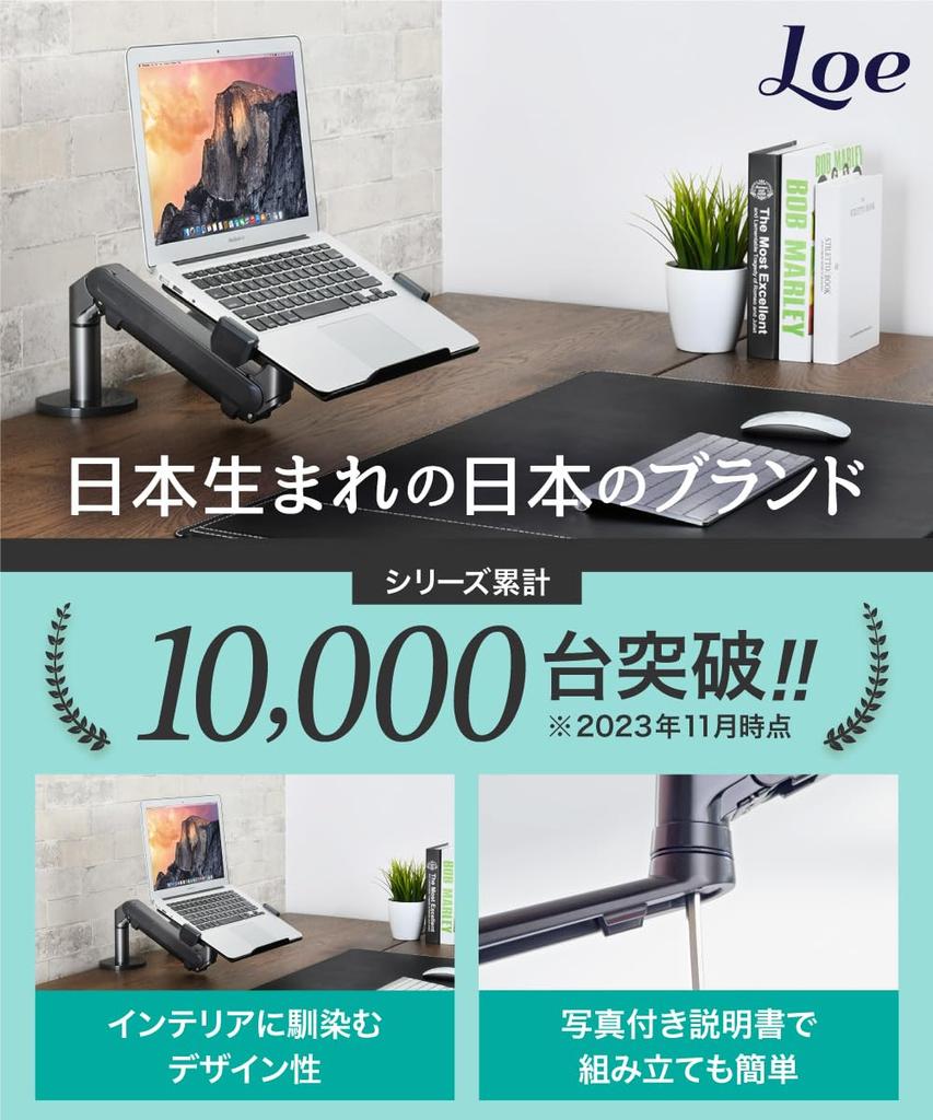 LOE Monitor Gas Spring Desk Easy Gray Arm, Laptop/Tablet Mount, Type, Mount, Stable, Assembly, LOZ1S,