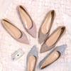 Fashion Women Flats Pointed Toe Brand Ladies Bling Shoes Flat Elegant Pink Gold Silver Plus Size 42
