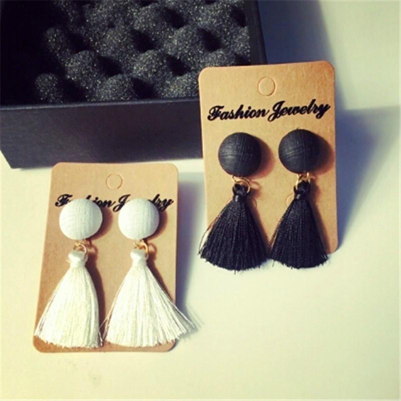 Модные круглые акриловые нити кисточки висячие серьги boucles d'oreille женщины