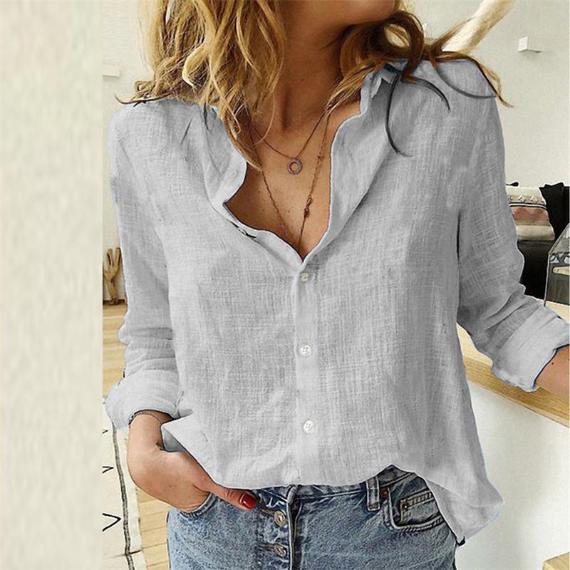 Women Shirts Spring Fall Long Sleeve Lapel Button Up Oversized Shirt Ladies Casual Plus Size Blouse Top White Black