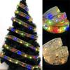 10M Christmas Light String Ribbon for Christmas Tree Decoration Double Layer Gold Stamping Luminous Ribbon Lamp Lace DIY Led Lights