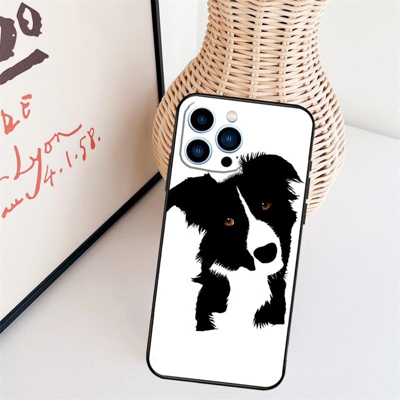 Cartoon Border Collie Phone Case For iPhone 16 15 Pro Max 11 12 13 Mini 14 Plus X XR XS Max Cover