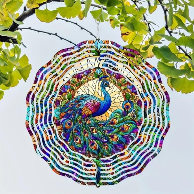 Peacock 3D Metal Wind Spinner - Hanging Wind Catcher, Perfect Outdoor Decor for Garden, Patio & Window - Ideal Gift for Mom,Wife