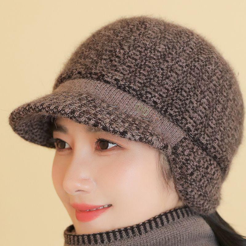 Зимняя вязаная шляпа-панама на флисовой подкладке для пожилых женщин