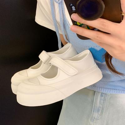 Женские туфли Мэри Джейн на липучке, весенне-летние, новая платформа, белые туфли, дышащие, повседневные, тренд