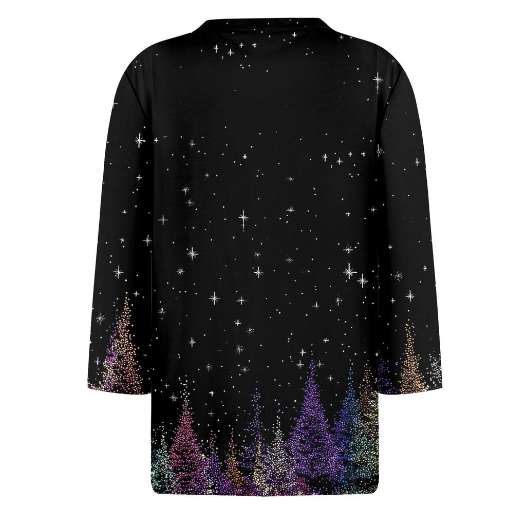 3/4 Length Sleeve Womens Tops Floral Print Vintage Fashion Casual Loose With Round Neck Plus Size Shirts