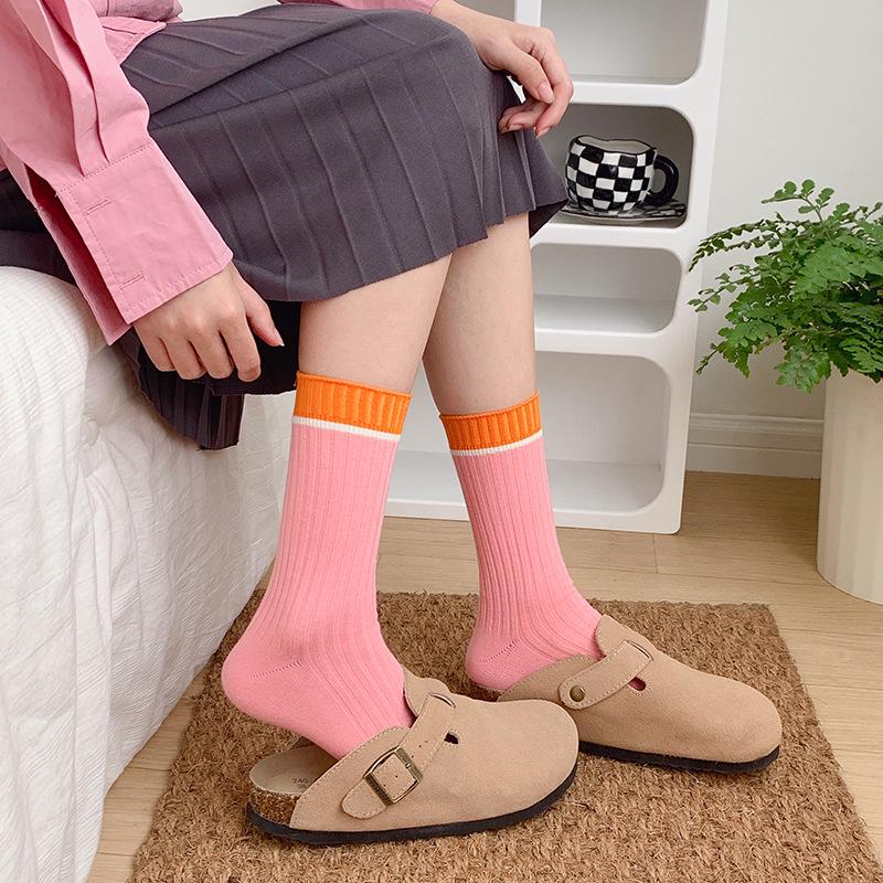 Женские носки Dopamine Candy Color Mid-Tube - модные контрастные спортивные чулки